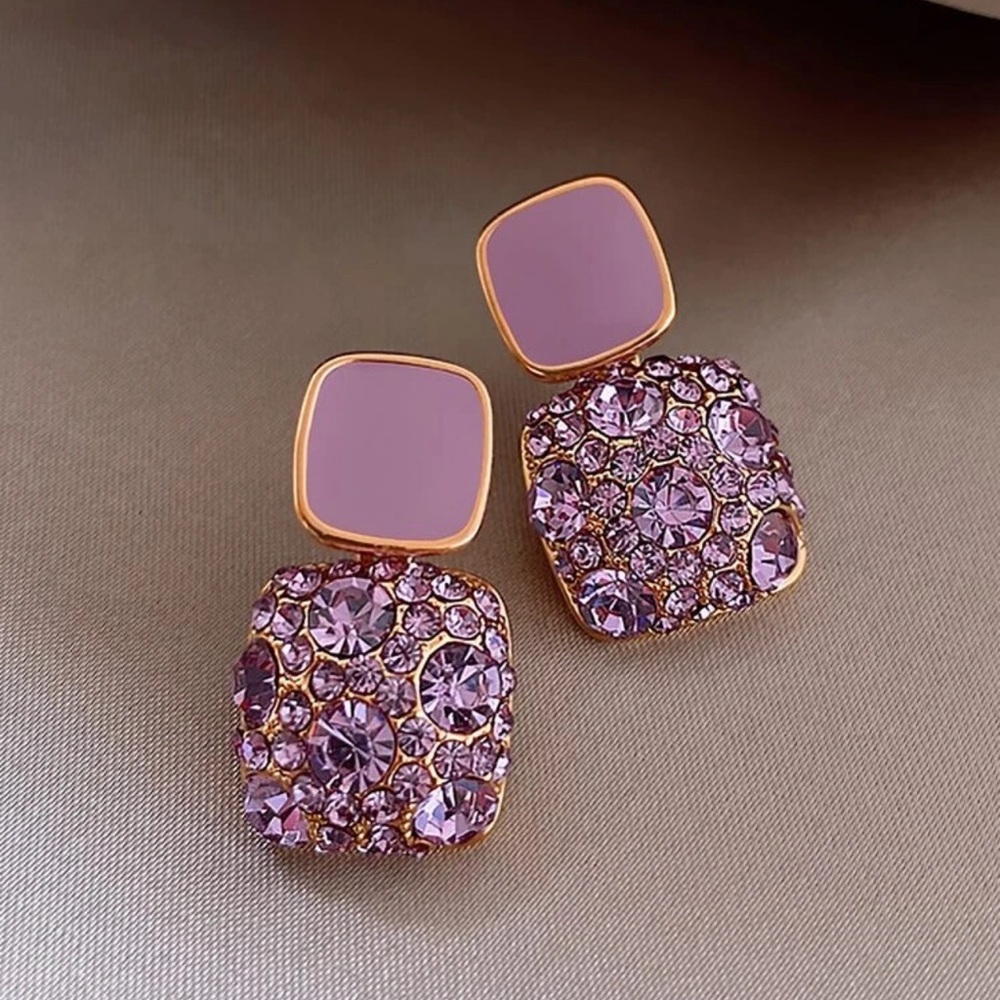 Elegant Purple and Gold Earrings